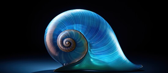 Poster - blue color snail shell. copy space available