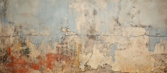 Poster - Old wall with layers of peeling paint grunge background or texgture. copy space available