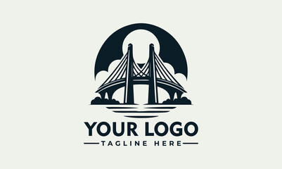 Sticker - Bridge Vector Logo: A Timeless Design for Infrastructure, Community, and Technology Brands A Symbol of Overcoming Challenges and Building Relationships