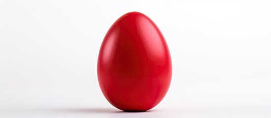 Aufkleber - Single red Easter egg isolated on white background Traditional symbol of Christian holiday. copy space available