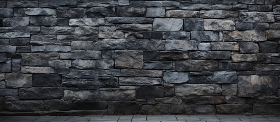 Fototapete - Stone wall background with pavement. copy space available