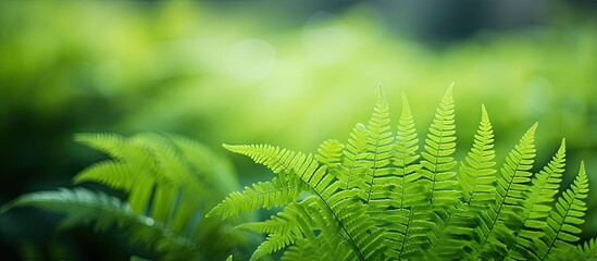 Wall Mural - Banner natural light green fern wallpaper Shallow depth of field Beautiful green background. copy space available