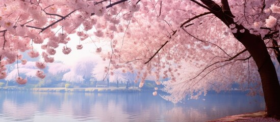 Aufkleber - Beautiful cherry blossoms sakura tree bloom in spring in the park copy space close up