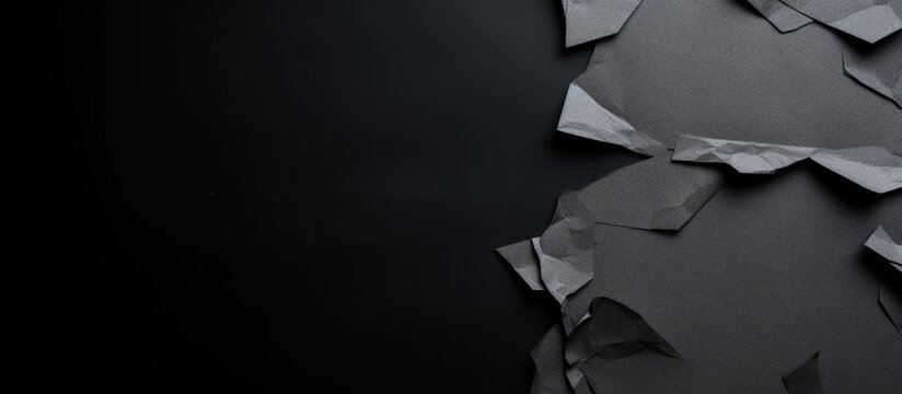 Ripped black paper on plain background space for copy