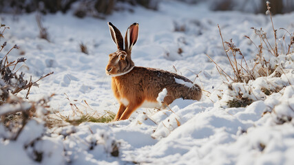 Wall Mural - Bunny running in field