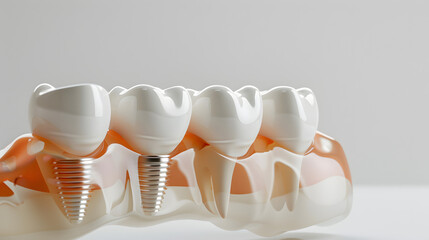 Wall Mural - Dental implant with ceramic crown on white background