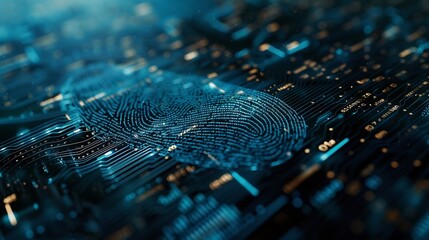 Leinwandbilder - biometric fingerprint scan provides security Cyber protection Internet technology Data Security : Generative AI