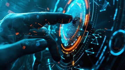 Leinwandbilder - the fusion of art and technology in my captivating collection Discover the power of digital security systems biometric fingerprint scanning and hightech cyber protectionSafeguard your  : Generative AI