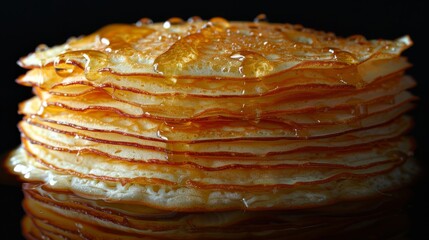 Wall Mural - X-ray scan of a stack of pancakes, displaying the layers and texture of each pancake.