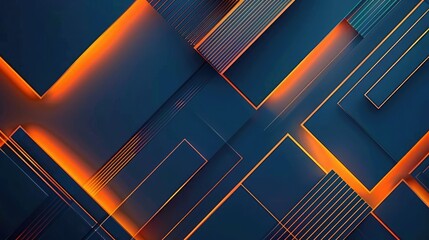 Wall Mural - Minimal geometric background. Dynamic blue shapes composition with orange lines. Abstract background modern hipster futuristic graphic. Vector abstract background texture design, bright poster, banner