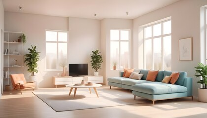 Photo interior modern design room 3D illustration