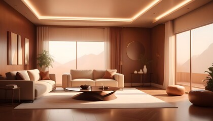 Photo interior modern design room 3D illustration