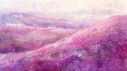 Wall Mural - muted tones of pink purple and white create a soft inviting ribboned hillside.