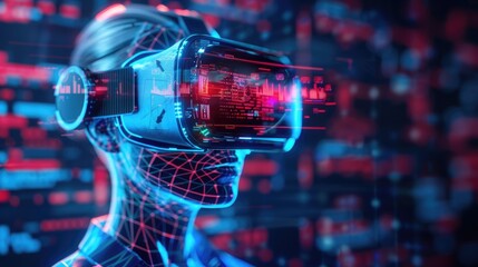Wall Mural - digital assistant symbolizing an ai chatbot, displayed on a virtual reality headset screen