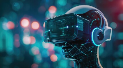 Wall Mural - digital assistant symbolizing an ai chatbot, displayed on a virtual reality headset screen