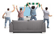 © Ljupco Smokovski - Rear view shot of a group of young men watching a football match on tv