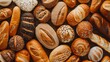 © Joyce - Top view of fresh bakery bread background.