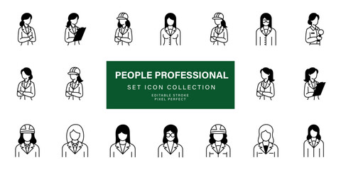 Wall Mural - Business People person icon management and socializing persons silhouette icons vector set