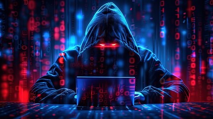 A computer hacker commits crimes in the digital world. Displaying real programming scripts codes and hacking tools. Malware concept. Hacker background.