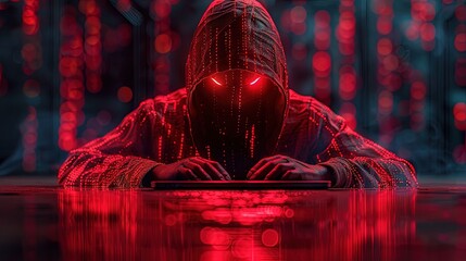 A computer hacker commits crimes in the digital world. Displaying real programming scripts codes and hacking tools. Malware concept. Hacker background.