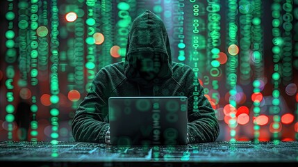 a computer hacker commits crimes in the digital world. displaying real programming scripts codes and