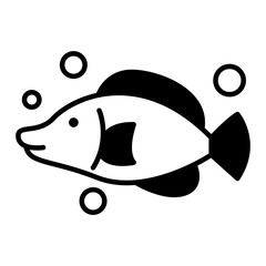 Poster - Fish icon. black fill icon