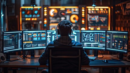 A computer hacker commits crimes in the digital world. Displaying real programming scripts codes and hacking tools. Malware concept. Hacker background.
