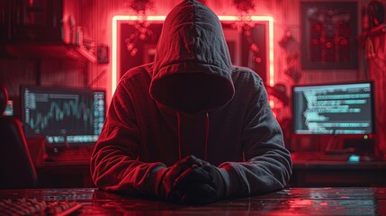 Canvas Print - A computer hacker commits crimes in the digital world. Displaying real programming scripts codes and hacking tools. Malware concept. Hacker background.