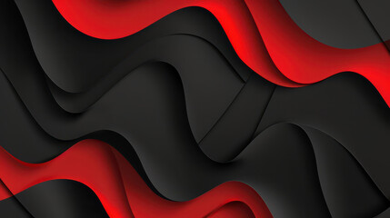 Poster - Abstract geometric design with flowing black and red shapes, creating a sleek, bold, and dynamic background.