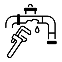 Wall Mural - Get this outline icon of pipe repair 