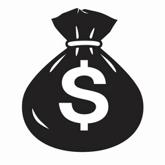 Vector illustration of money and investment. Black silhouette over white background.