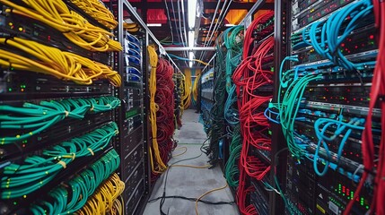 images themed on internet technology, server rooms and lan cables