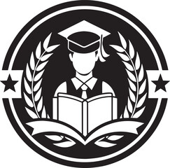 minimal and mordern education logo illustration black and white