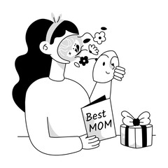 Grab this doodle mini illustration of best mom 

