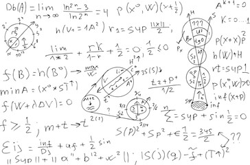 mathematical, scientific formulas and expressions. educational, vector illustration. hand-drawn on a