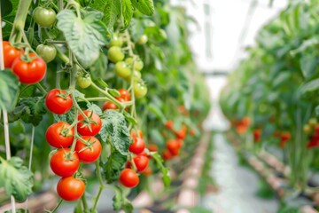 Genetically Modified Tomato Plants with Ripe Tomatoes in a Controlled Environment for Harvest