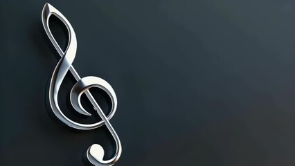 Sticker - Silver treble clef is on black background