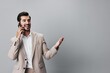 © SHOTPRIME STUDIO - man smartphone application hold happy portrait smile suit call business phone