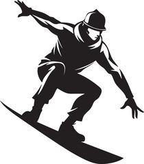 Wall Mural - skier on a snowboard illustration black and white