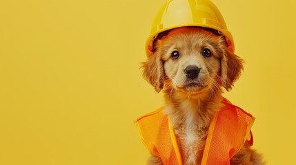 Canvas Print - The puppy in a helmet