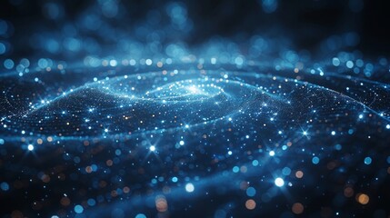 Wall Mural - a social networking infographic, in the shape of an expansive circle thats empty in the center, in the style of scifi vector graphics, geometric harmony, dark desaturated blue background