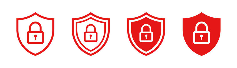 Wall Mural - security shield icon set