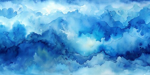 Wall Mural - Abstract blue background, watercolor paint