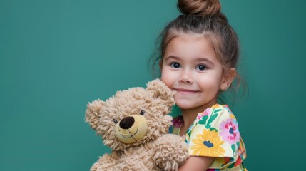 Wall Mural - The girl with teddy bear