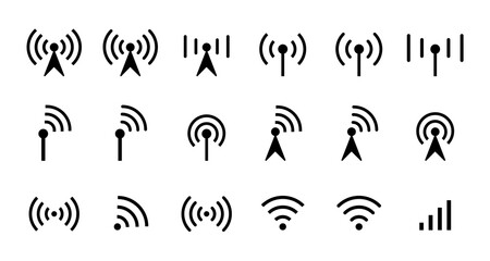 Wifi icon set. Wireless symbol collection. Internet sign. Wifi signal icons. EPS 10.