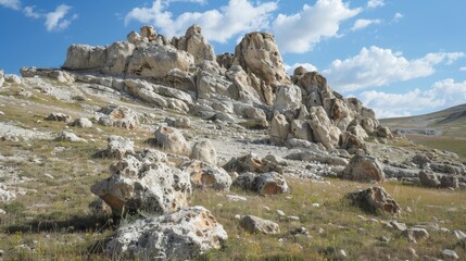 Wall Mural - a hillside covered in peculiar rock formations giving the impression of a gathering of creatures.