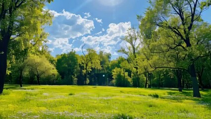 Wall Mural - large field of grass with trees in background