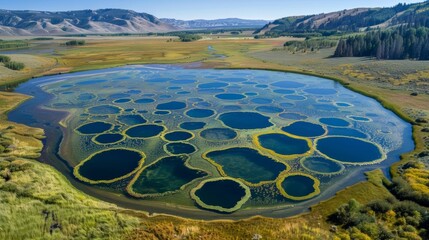 Wall Mural - a geological wonder the spotted lake showcases natures artistic abilities.