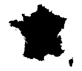 Wall Mural - Vector map of France, a country in Western Europe. Detailed black silhouette, isolated on white background.