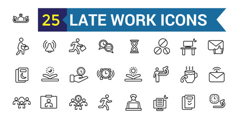 Wall Mural - late work icon. outline late work vector icon for ui design. outline icon collection. editable strok